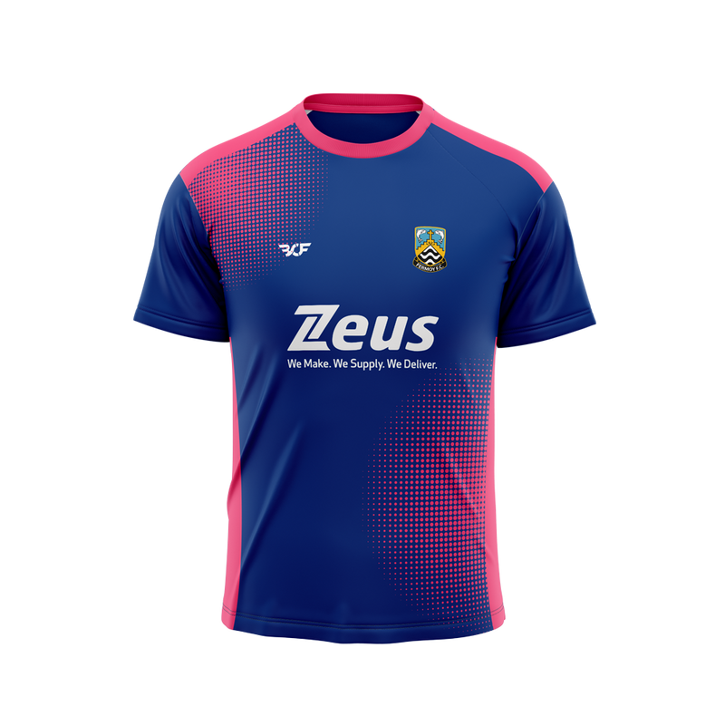 Fermoy FC: Unisex Training Jersey Blue & Pink Zeus Sponsor