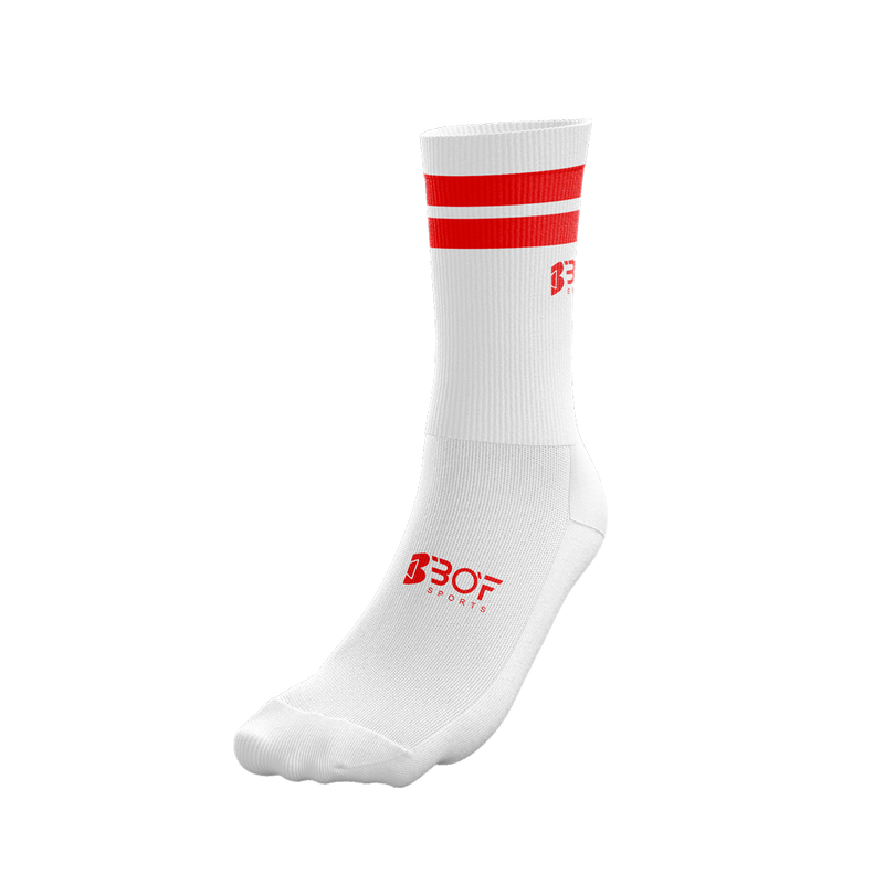 Half-Socks - White & Red Gripped